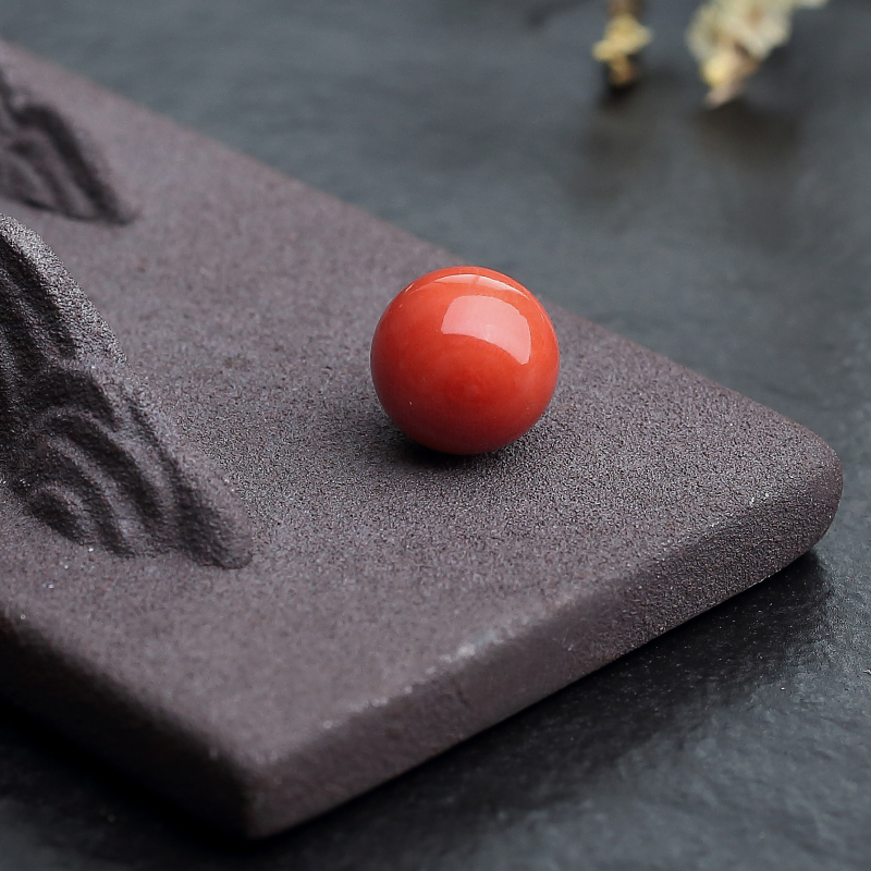 天然沙丁朱红珊瑚圆珠-红掌柜