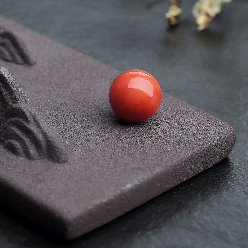 意大利天然沙丁珊瑚圆珠-红掌柜
