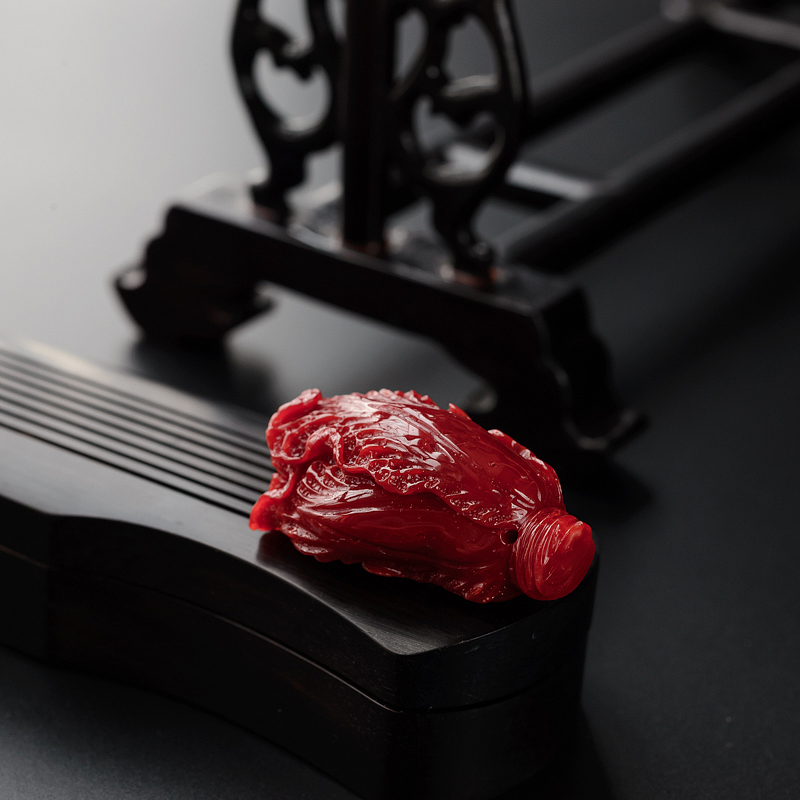 日本天然阿卡珊瑚吊坠-红掌柜