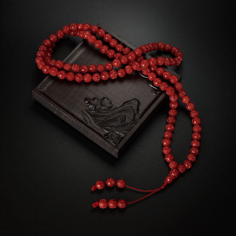 6mm台湾天然红珊瑚龙珠项链-红掌柜