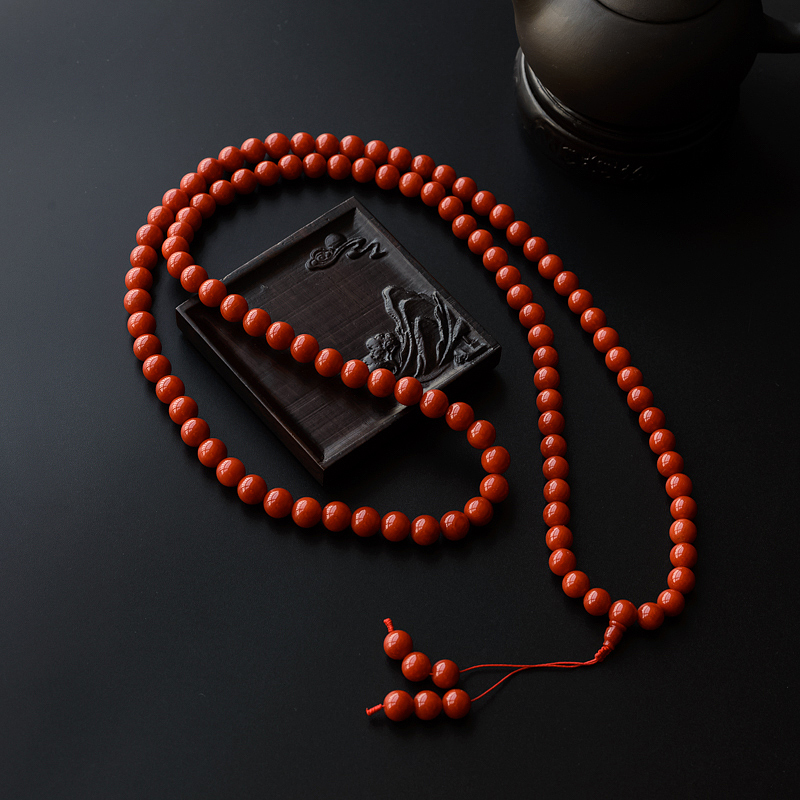 天然沙丁红珊瑚佛珠 - 红掌柜