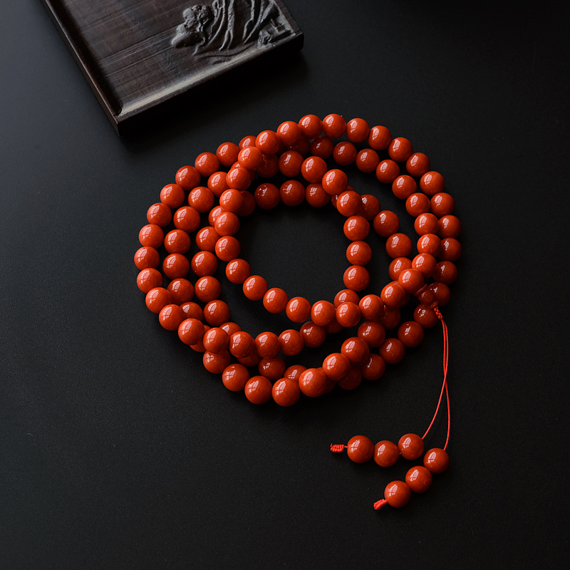 沙丁红珊瑚佛珠 - 红掌柜