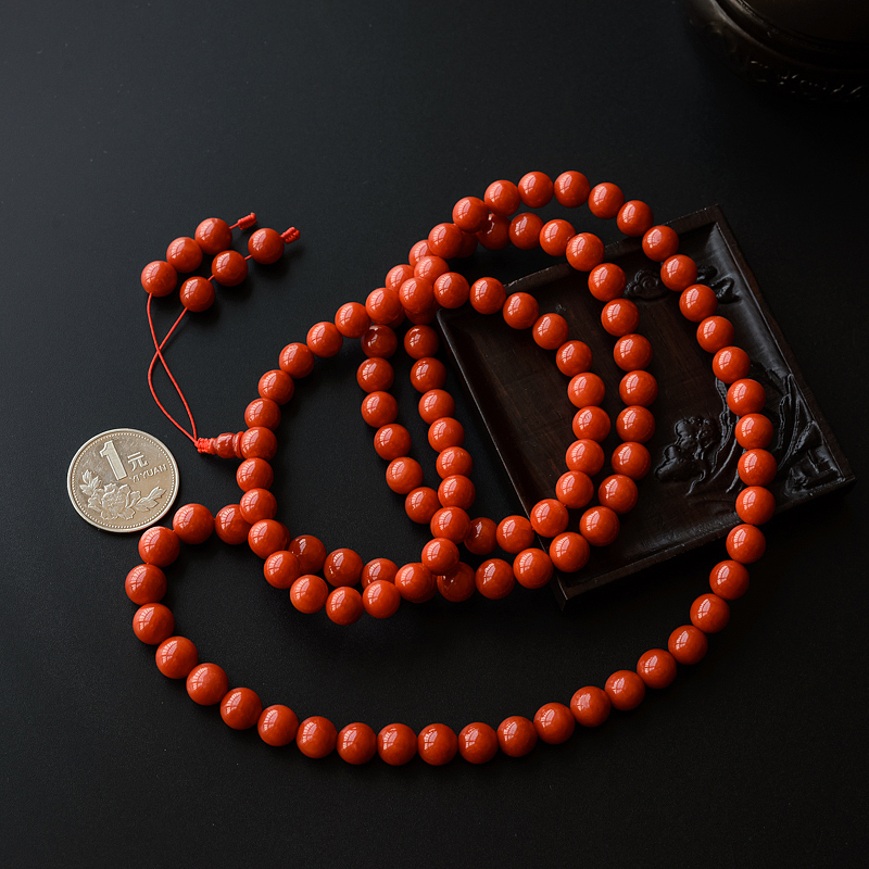 天然沙丁珊瑚佛珠 - 红掌柜