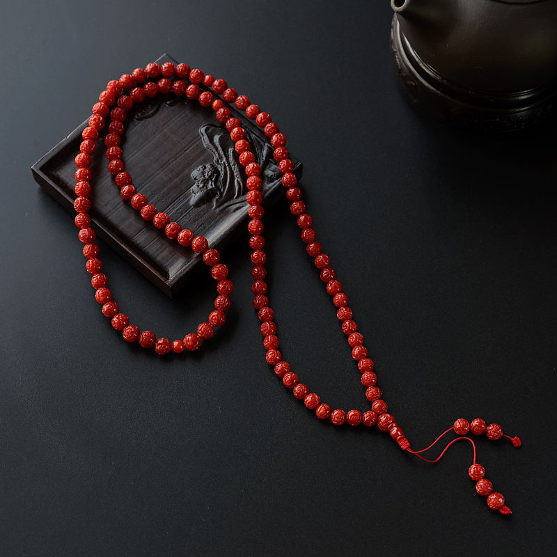 天然沙丁红珊瑚佛珠 - 红掌柜
