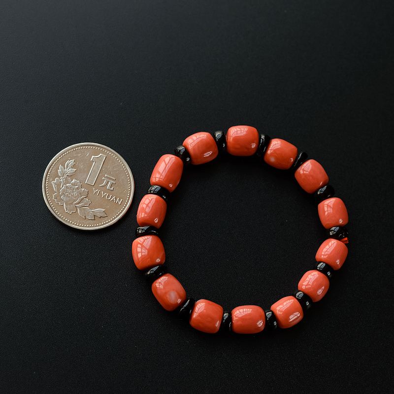 天然MOMO珊瑚桶珠手链 - 红掌柜