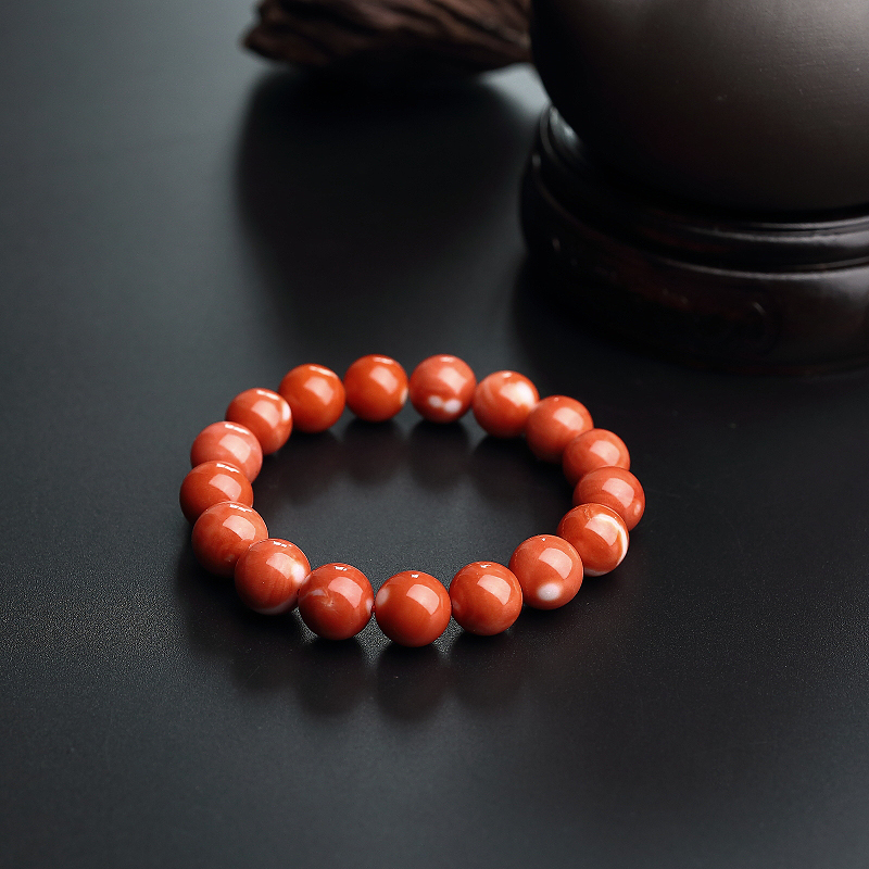 MOMO珊瑚圆珠手串-红掌柜