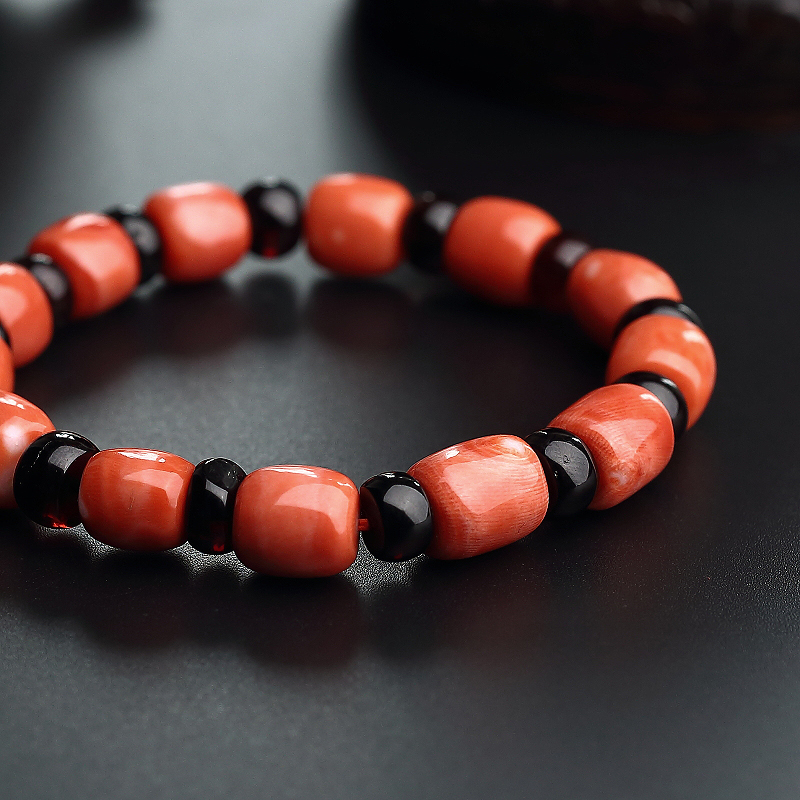 天然珊瑚桶珠手串-红掌柜