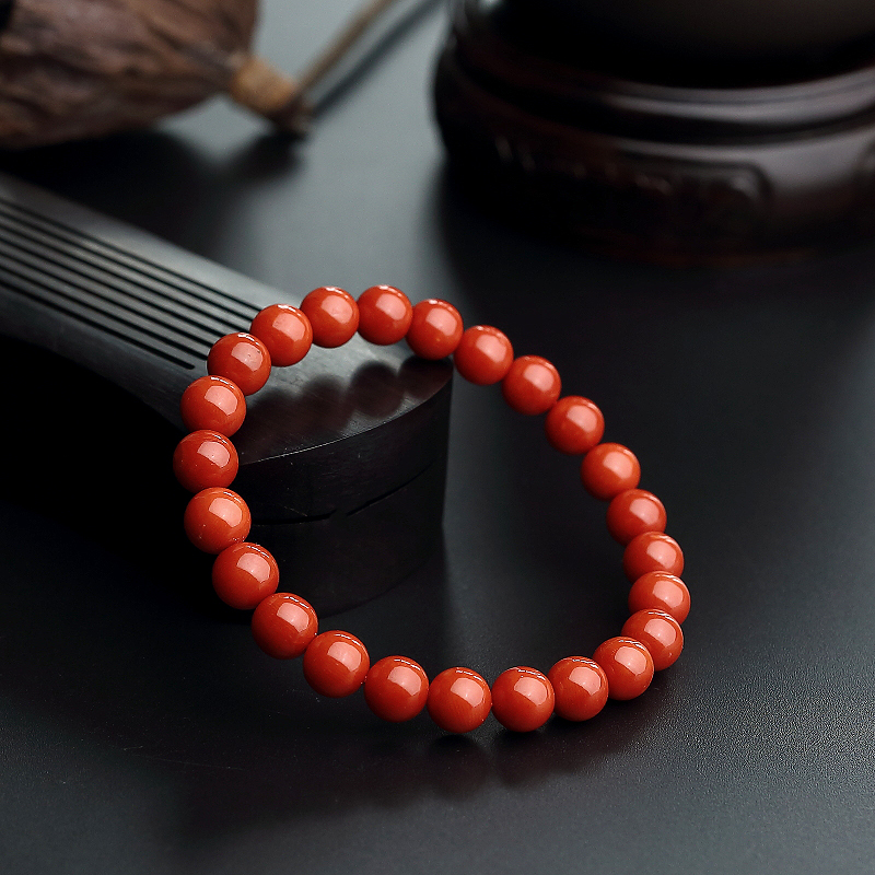 7.5mm沙丁珊瑚圆珠手串-红掌柜