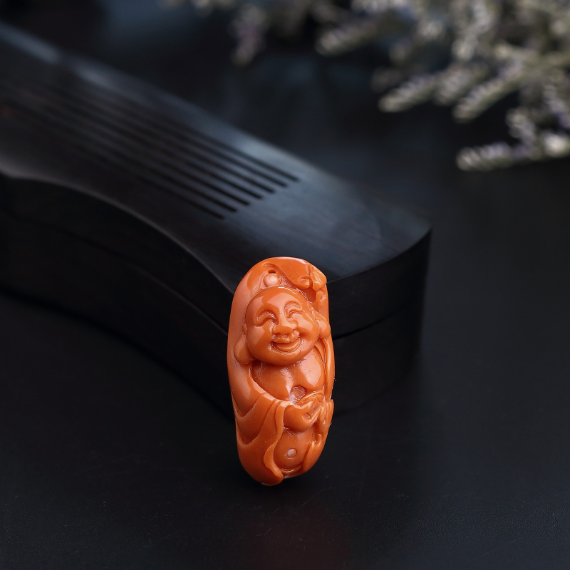 MOMO红珊瑚弥勒佛吊坠-红掌柜