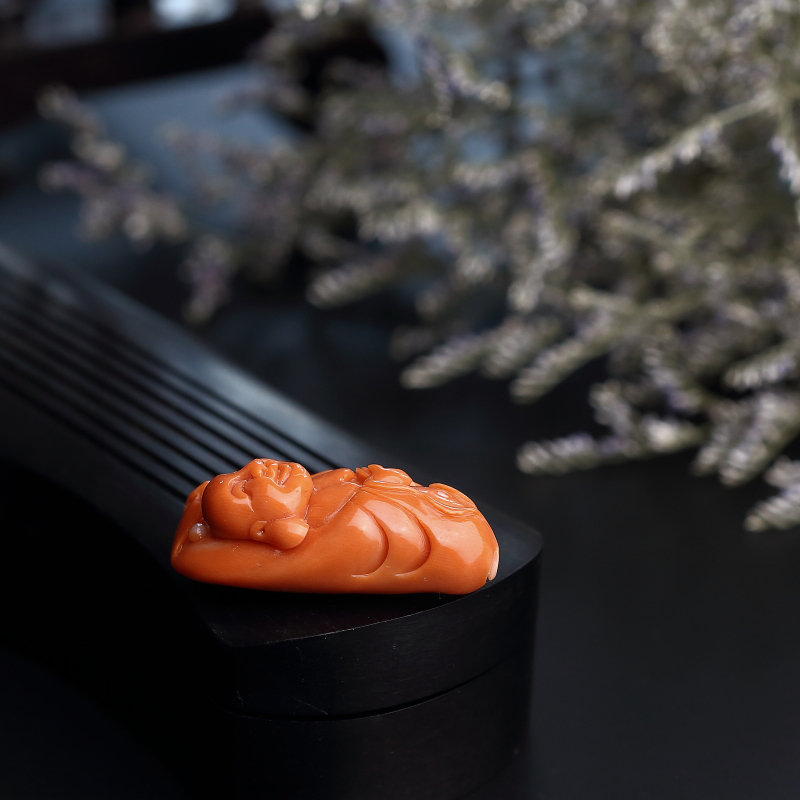 红珊瑚弥勒佛吊坠-红掌柜