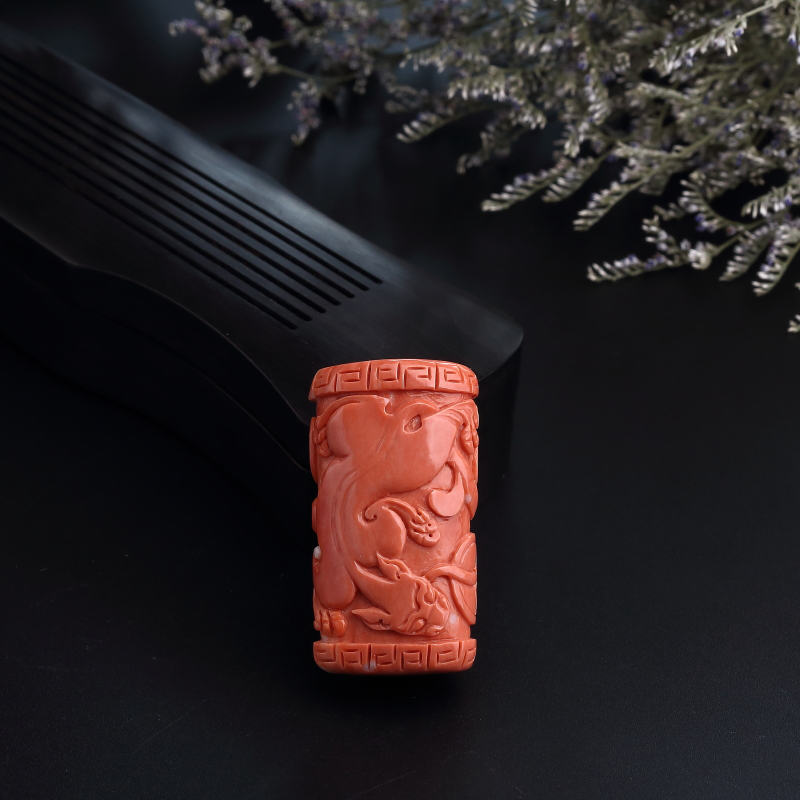 台湾天然MOMO红珊瑚貔貅背云 - 红掌柜