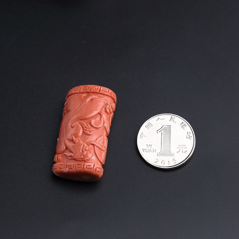 台湾红珊瑚貔貅背云 - 红掌柜