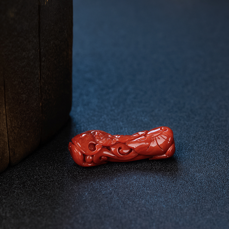 天然阿卡珊瑚如意吊坠-红掌柜