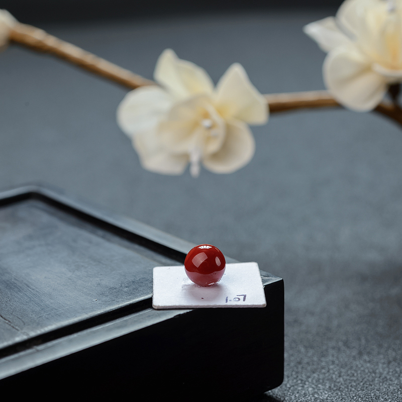 日本天然阿卡珊瑚圆珠- 红掌柜