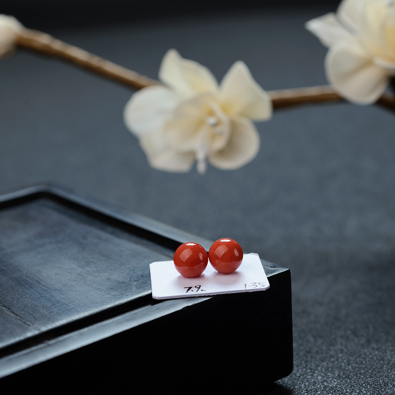 意大利天然沙丁珊瑚圆珠 - 红掌柜