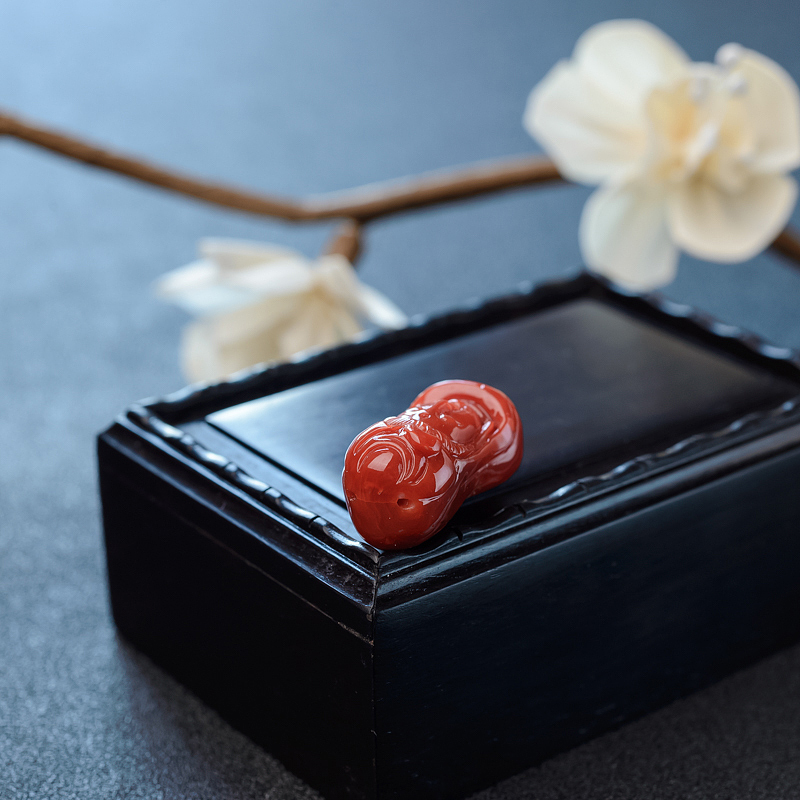 日本阿卡珊瑚观音吊坠 - 红掌柜