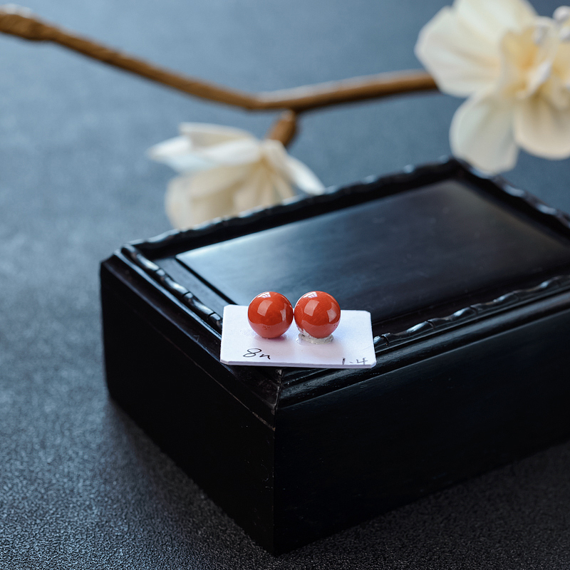 天然沙丁红珊瑚圆珠 - 红掌柜