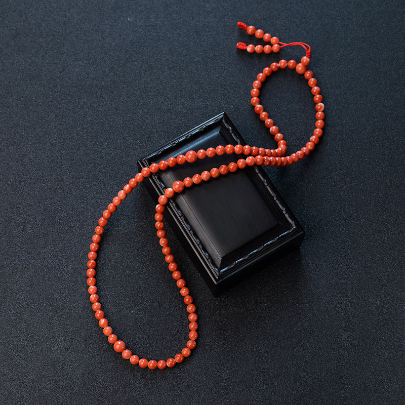 5.5mm天然MOMO珊瑚佛珠手串-红掌柜