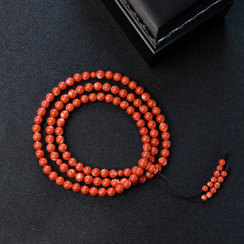 5.5mm台湾天然珊瑚佛珠手串-红掌柜