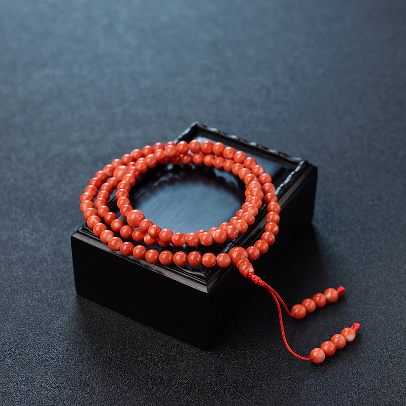 5mm台湾天然珊瑚佛珠手串-红掌柜