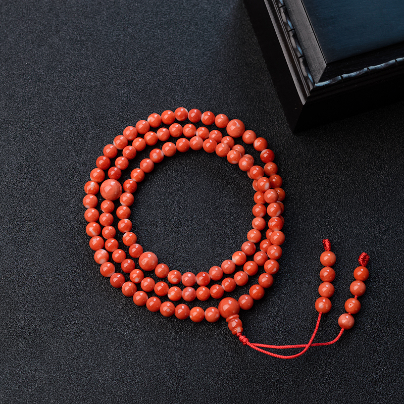 5mm台湾天然MOMO珊瑚手串-红掌柜
