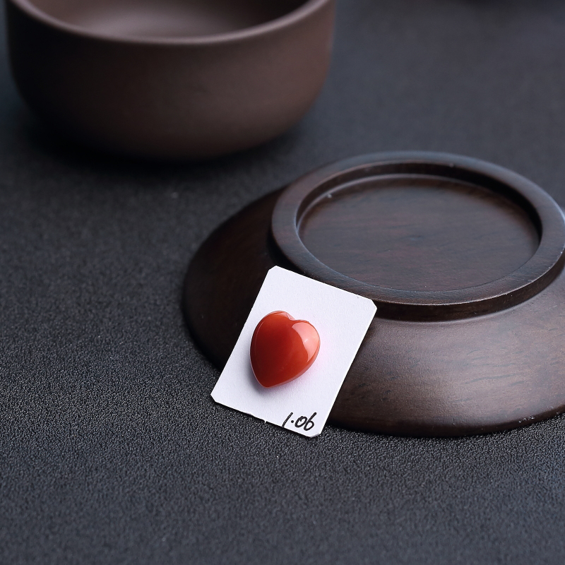 天然阿卡珊瑚心形戒面-红掌柜