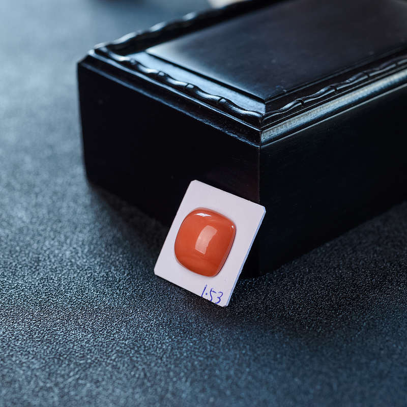 天然MOMO红珊瑚戒面-红掌柜