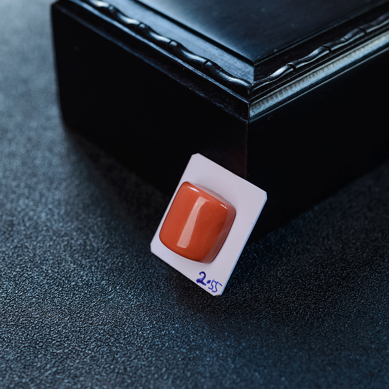 天然MOMO红珊瑚戒面-红掌柜