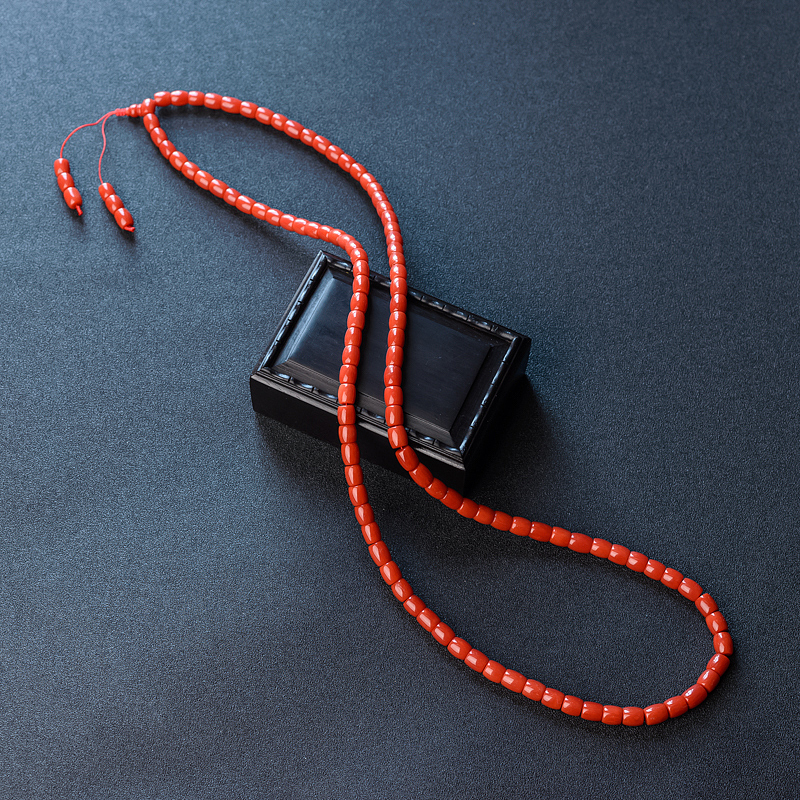 意大利沙丁红珊瑚桶珠佛珠-红掌柜