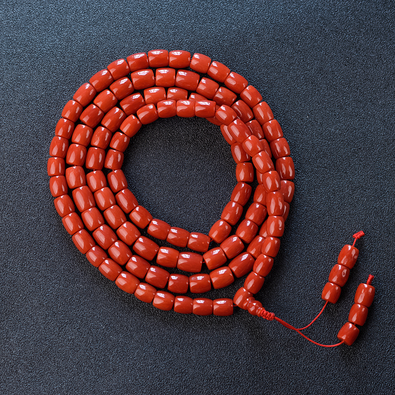 意大利红珊瑚桶珠佛珠-红掌柜