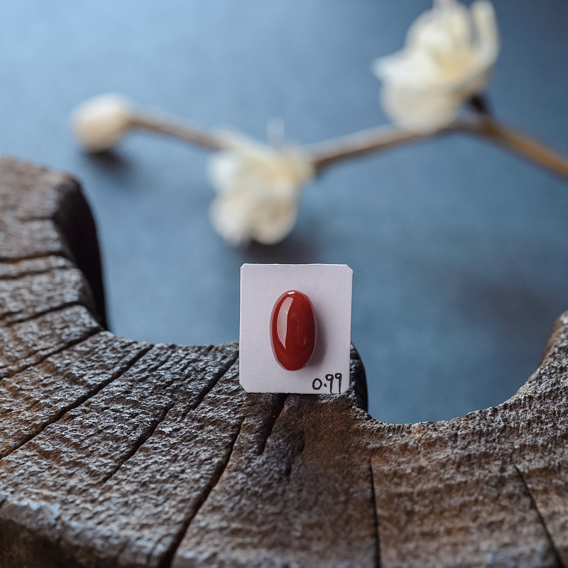 日本天然阿卡红珊瑚戒面-红掌柜