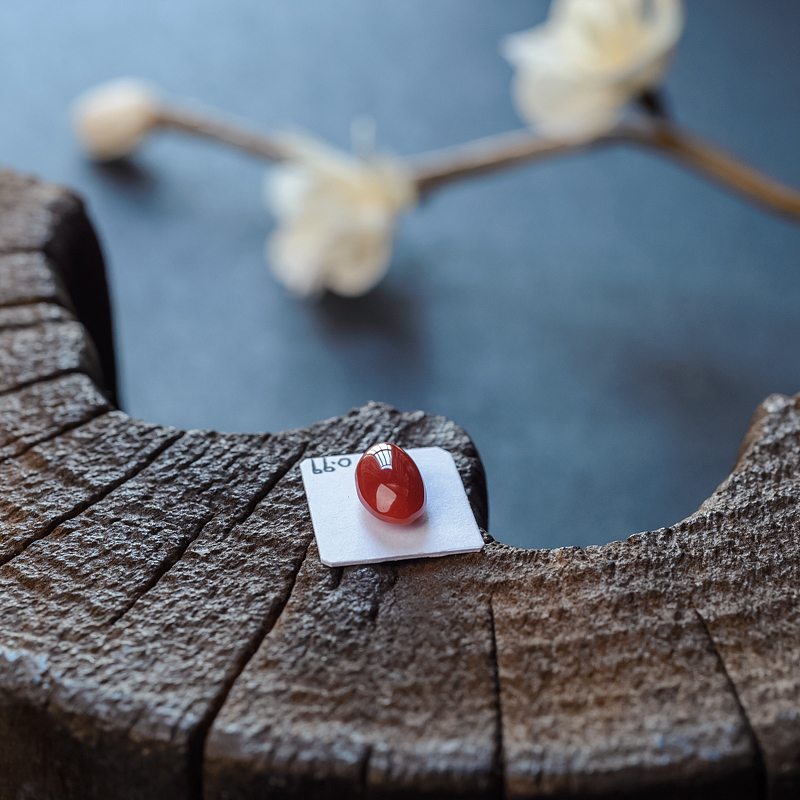 阿卡红珊瑚戒面-红掌柜