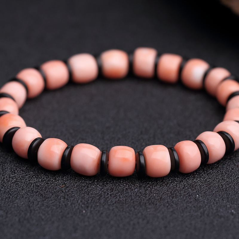 台湾天然momo珊瑚桶珠手串-红掌柜