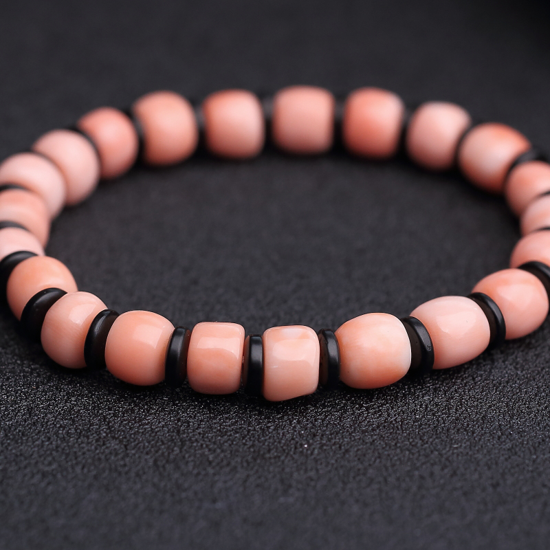 台湾天然momo粉红珊瑚手串-红掌柜