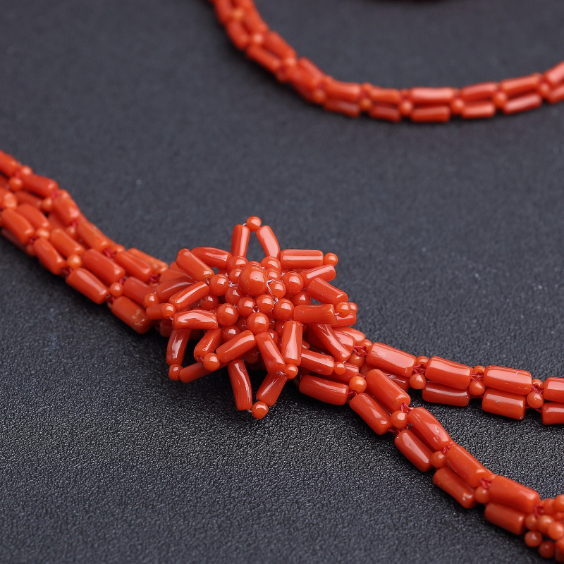 意大利沙丁朱红珊瑚毛衣链 - 红掌柜