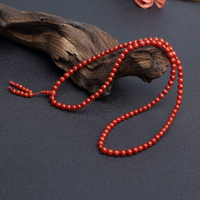 天然阿卡正红珊瑚108佛珠-红掌柜