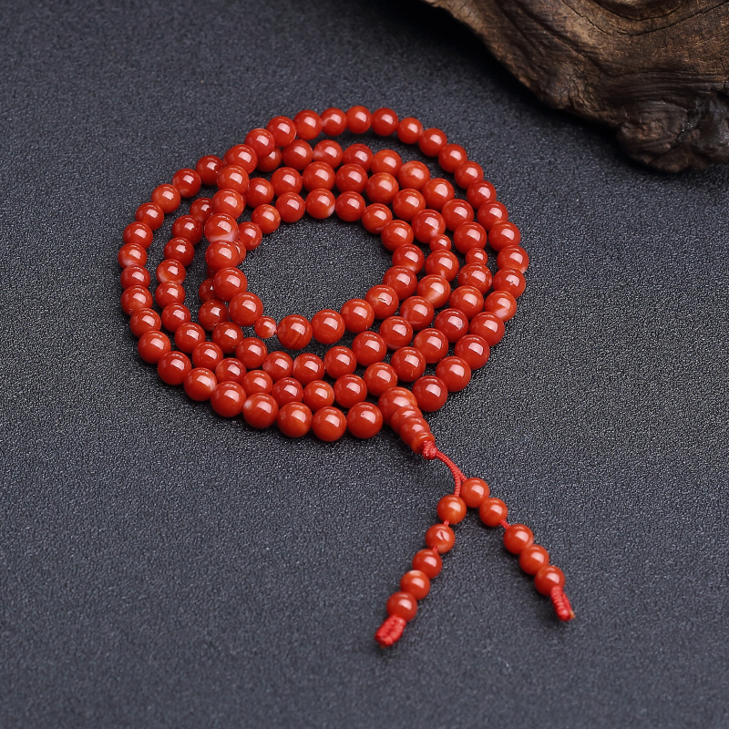 日本阿卡正红珊瑚108佛珠-红掌柜
