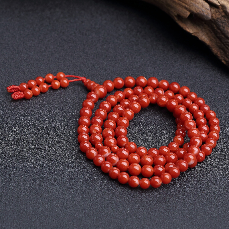 日本天然正红珊瑚108佛珠-红掌柜