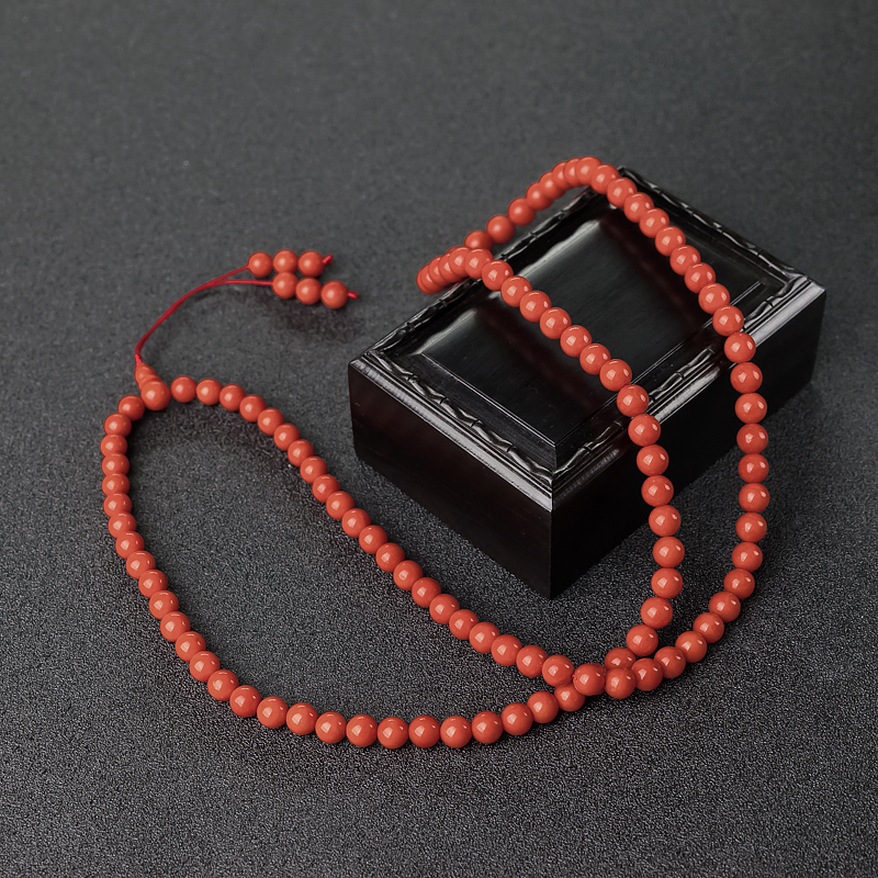 意大利沙丁朱红珊瑚108佛珠-红掌柜