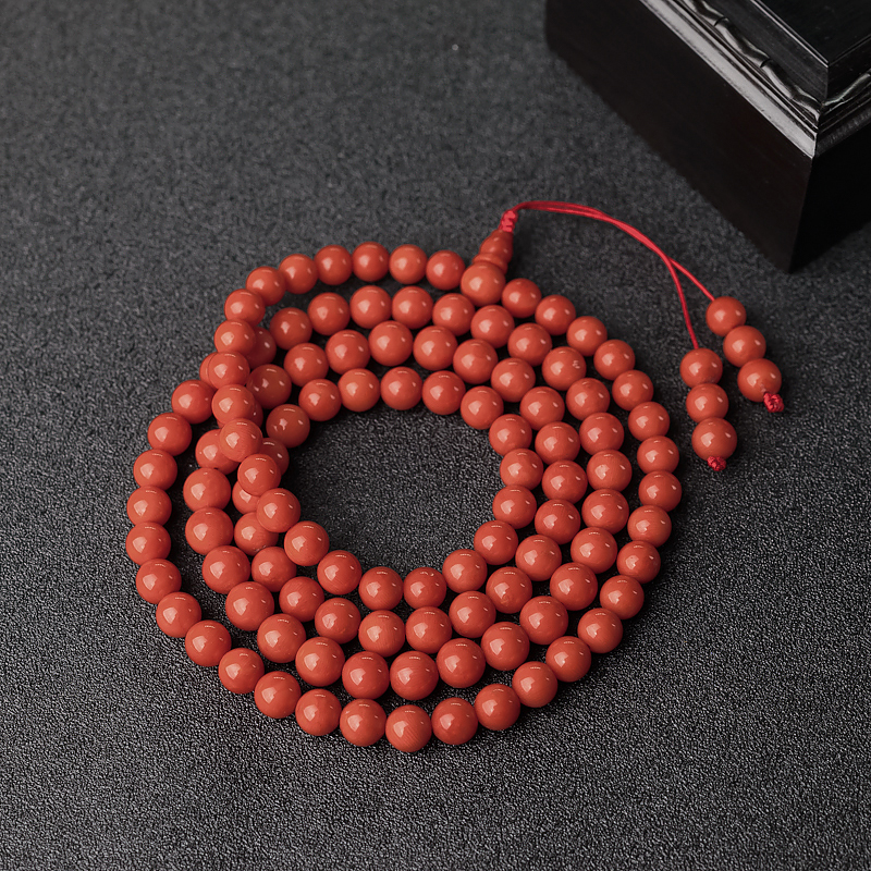 意大利天然沙丁珊瑚108佛珠-红掌柜