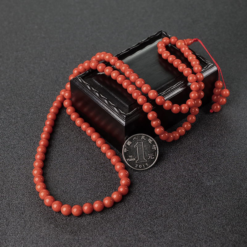 沙丁朱红珊瑚108佛珠-红掌柜