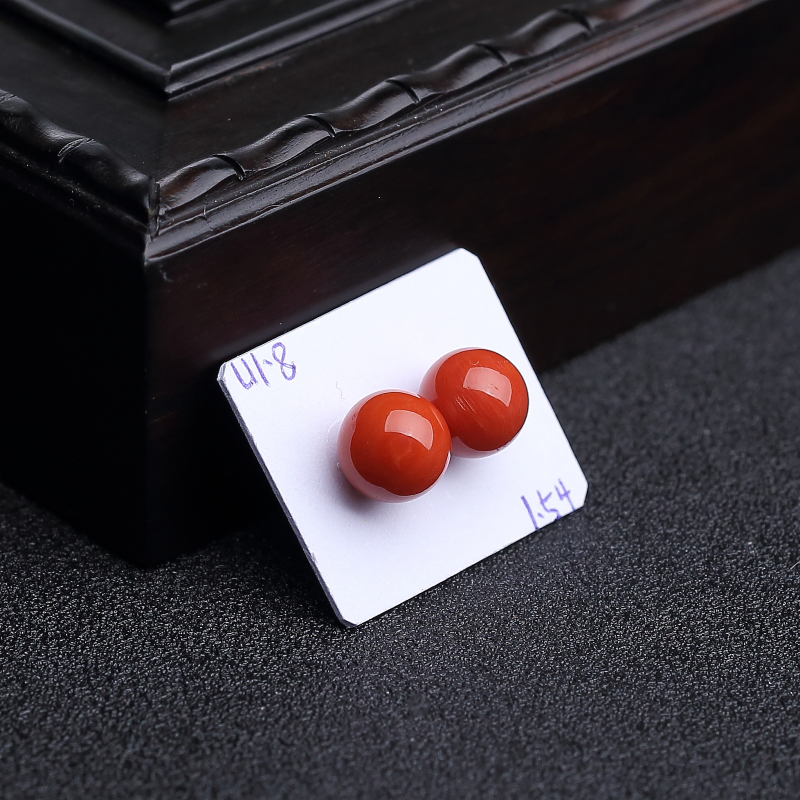 意大利沙丁朱红珊瑚圆珠-红掌柜