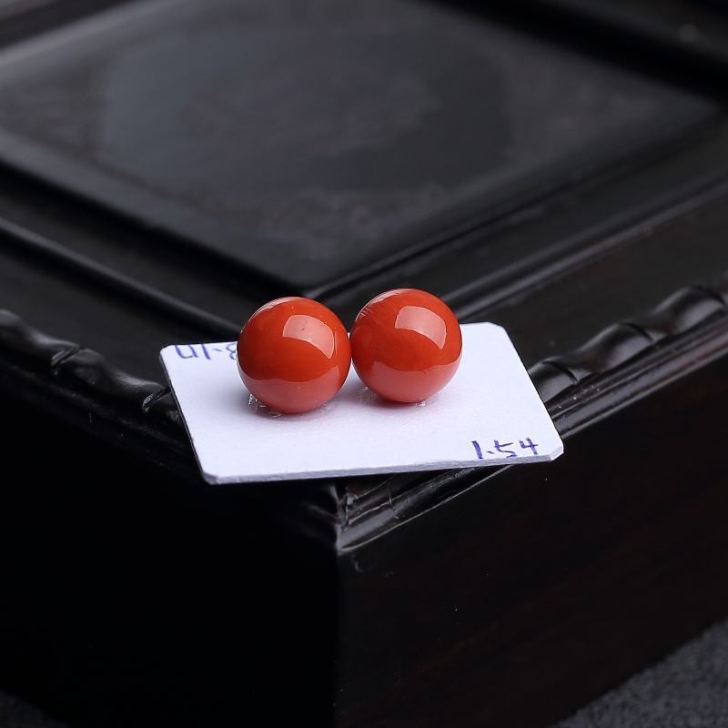 意大利天然沙丁珊瑚圆珠-红掌柜