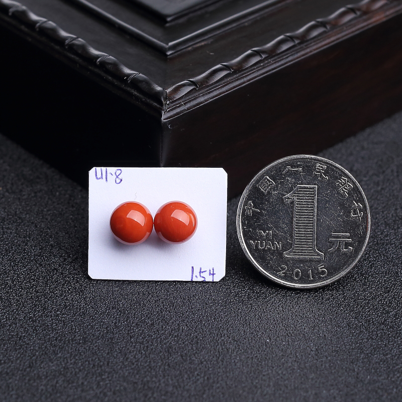 意大利朱红珊瑚圆珠-红掌柜