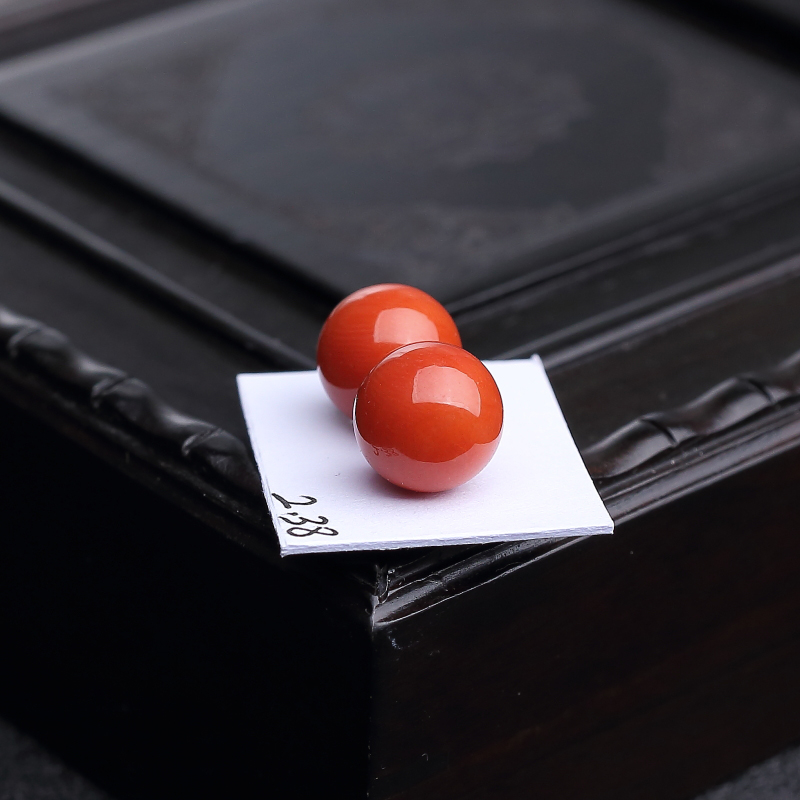 意大利天然沙丁珊瑚圆珠-红掌柜