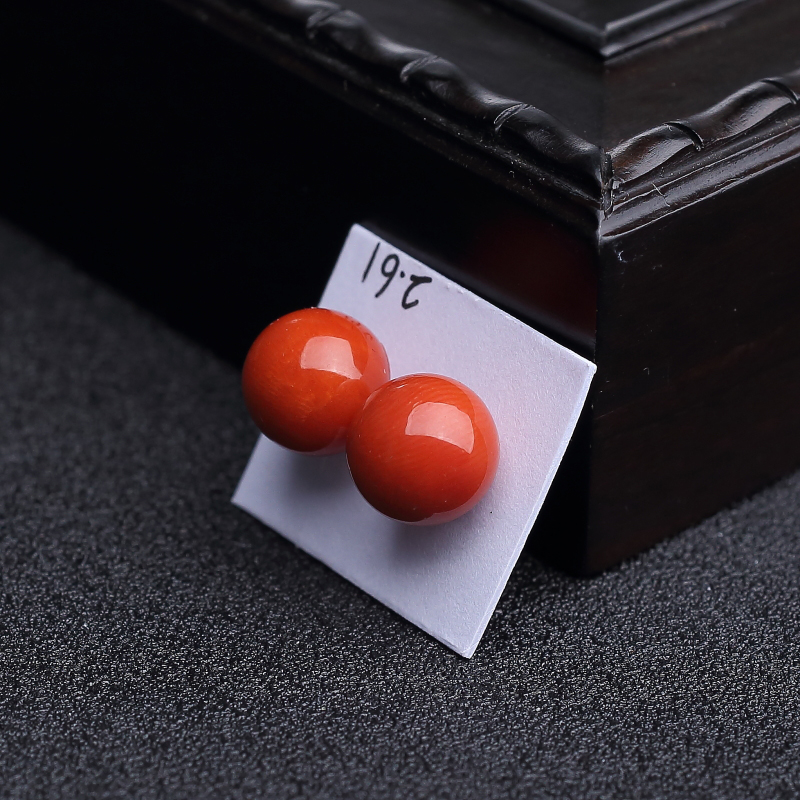 天然沙丁朱红珊瑚圆珠-红掌柜