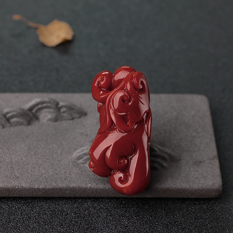 阿卡黑红珊瑚佛手瓜吊坠-红掌柜