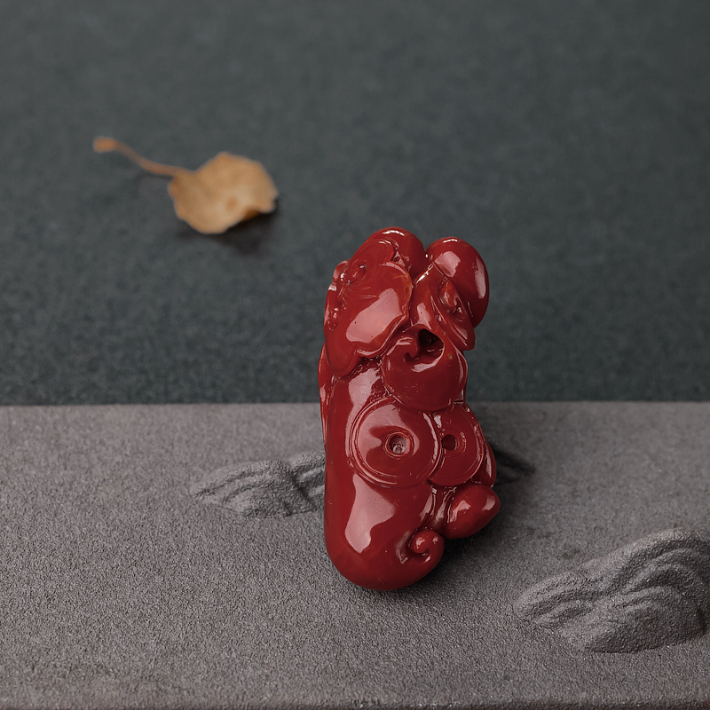 阿卡黑红珊瑚吊坠-红掌柜