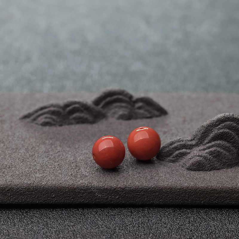 天然沙丁橘红珊瑚圆珠-红掌柜