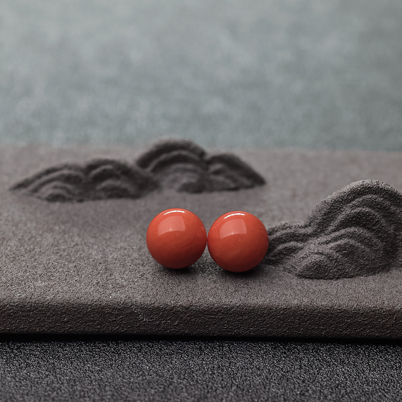 9.8mm沙丁橘红珊瑚圆珠-红掌柜